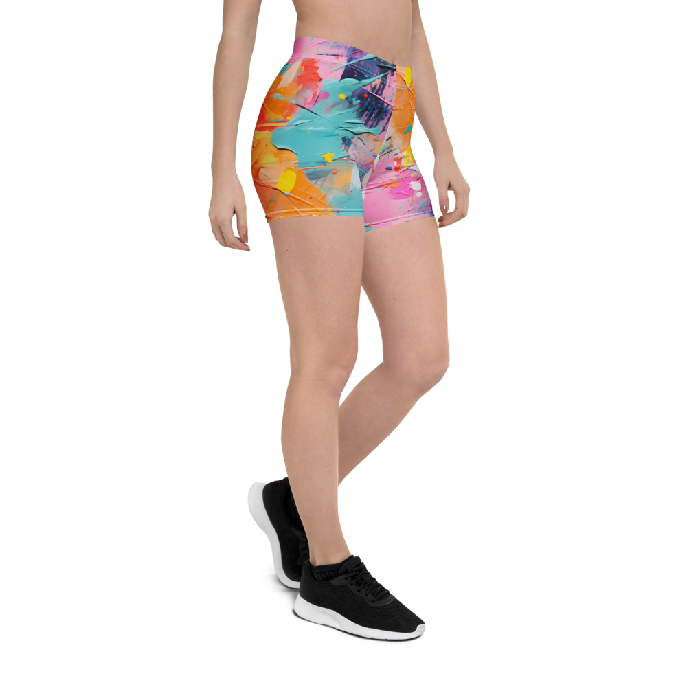 Vivid Paint Splatter Women’s Shorts – Bold street-art design with vibrant splashes