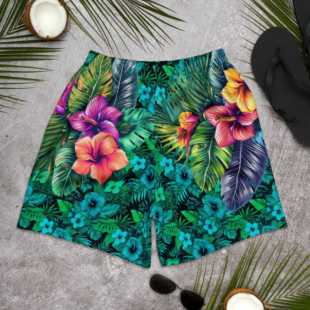 Tropical Tiki Performance Shorts – Built for Motion. Inspired by the Islands. Hawaiian Tiki Print Workout Shorts
