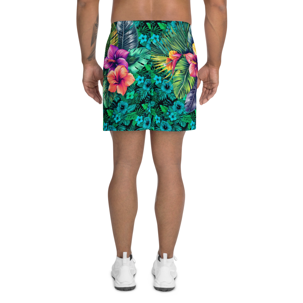 Tropical Tiki Performance Shorts – Built for Motion. Inspired by the Islands. Hawaiian Tiki Print Workout Shorts