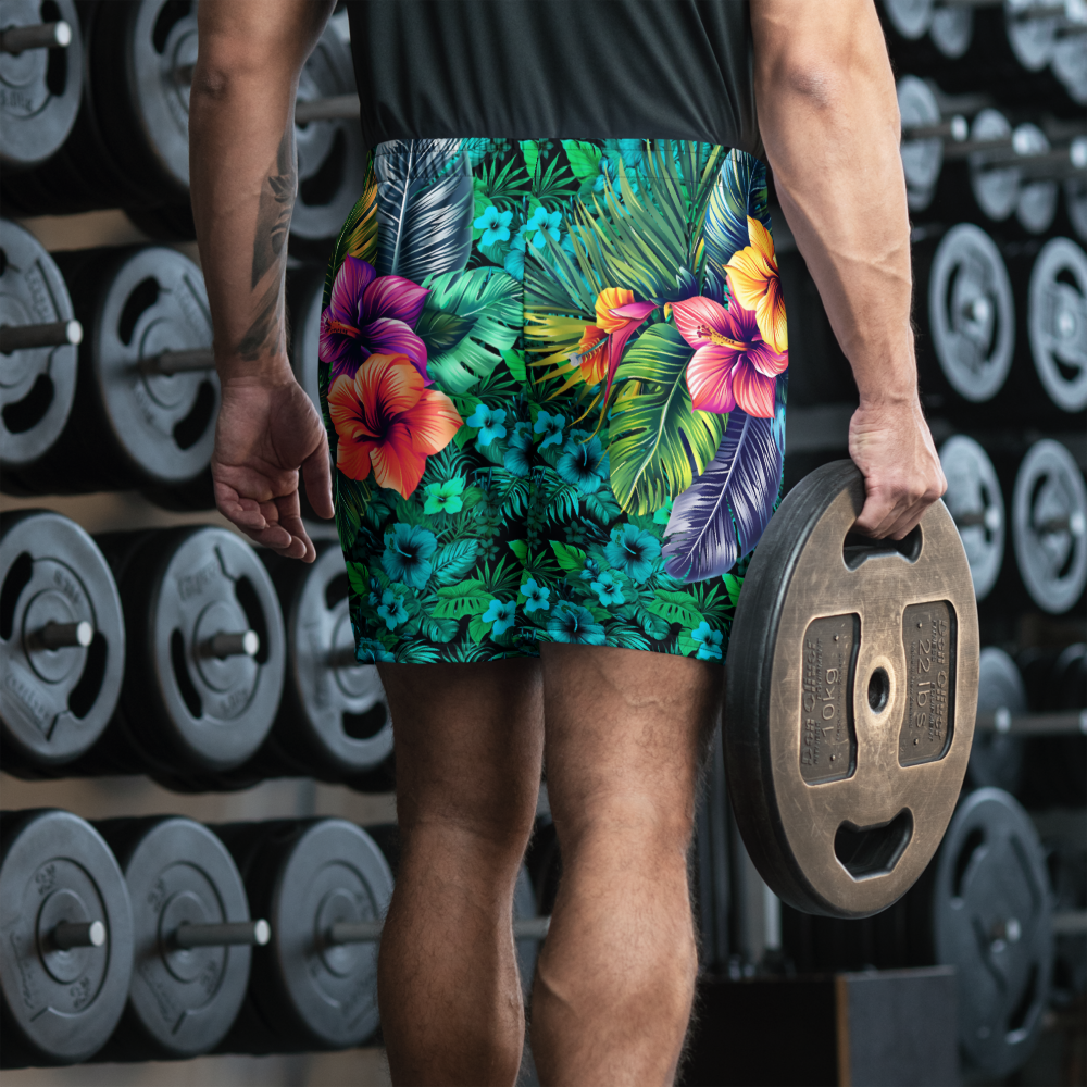 Tropical Tiki Performance Shorts – Built for Motion. Inspired by the Islands. Hawaiian Tiki Print Workout Shorts