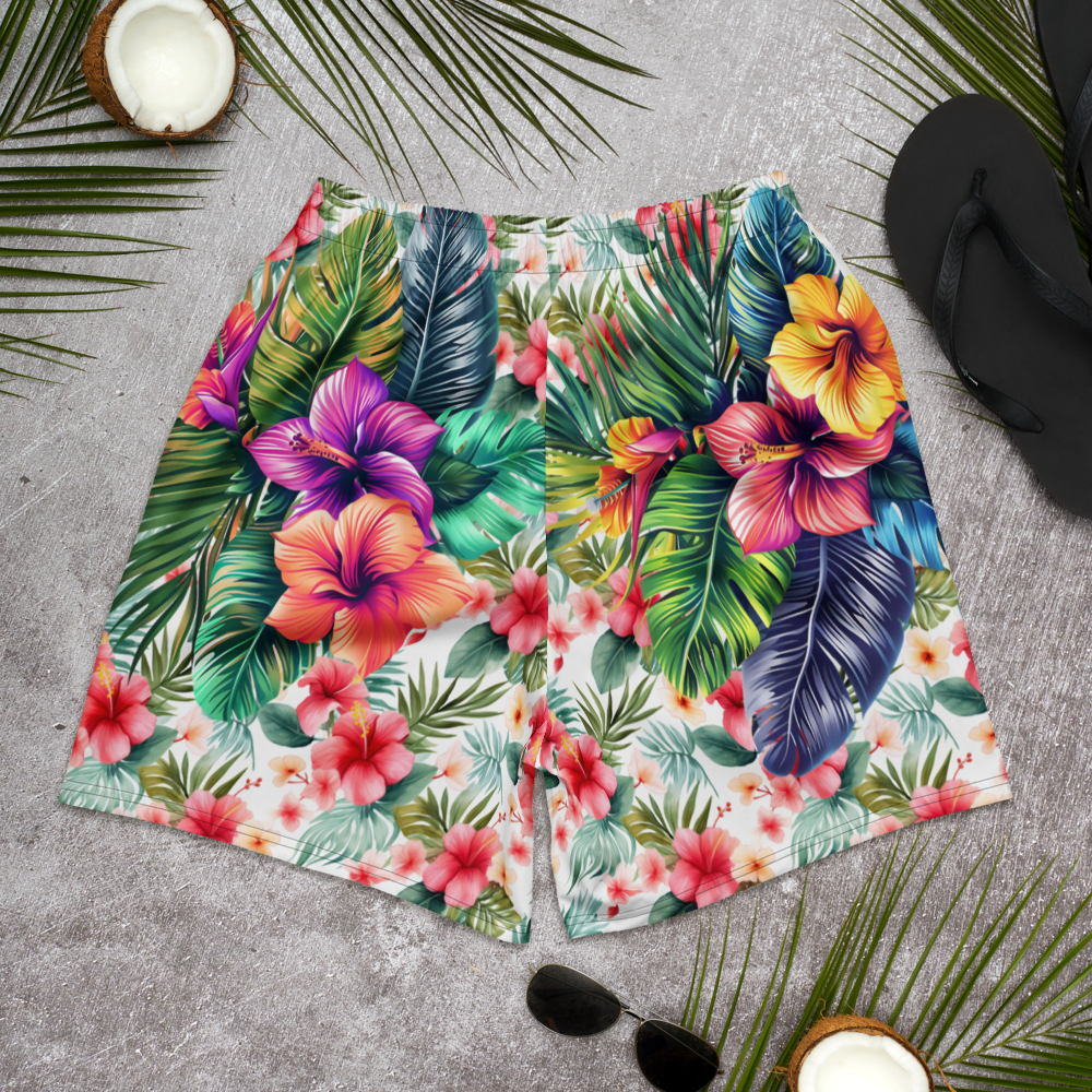 Tropical Tiki Performance Shorts – Built for Motion. Inspired by the Islands. Hawaiian Tiki Print Workout Shorts