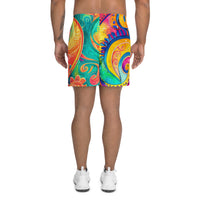 Psychedelic Sports Shorts – Long Colorful Gym & Swim Shorts with Abstract Swirl Print