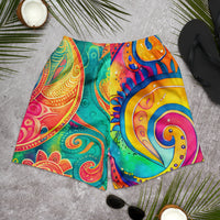 Psychedelic Sports Shorts – Long Colorful Gym & Swim Shorts with Abstract Swirl Print