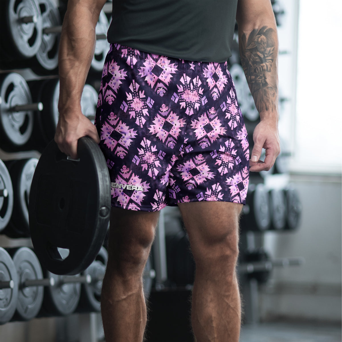 Long Sports Shorts with Boho Pattern