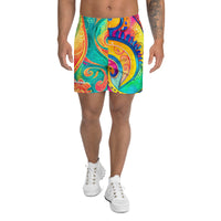 Psychedelic Sports Shorts – Long Colorful Gym & Swim Shorts with Abstract Swirl Print
