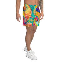 Psychedelic Sports Shorts – Long Colorful Gym & Swim Shorts with Abstract Swirl Print