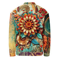 Boho Bloom Graphic Bomber Jacket