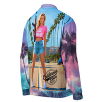 Zip-up hoodie with psychedelic palm tree print and large California-inspired back illustration