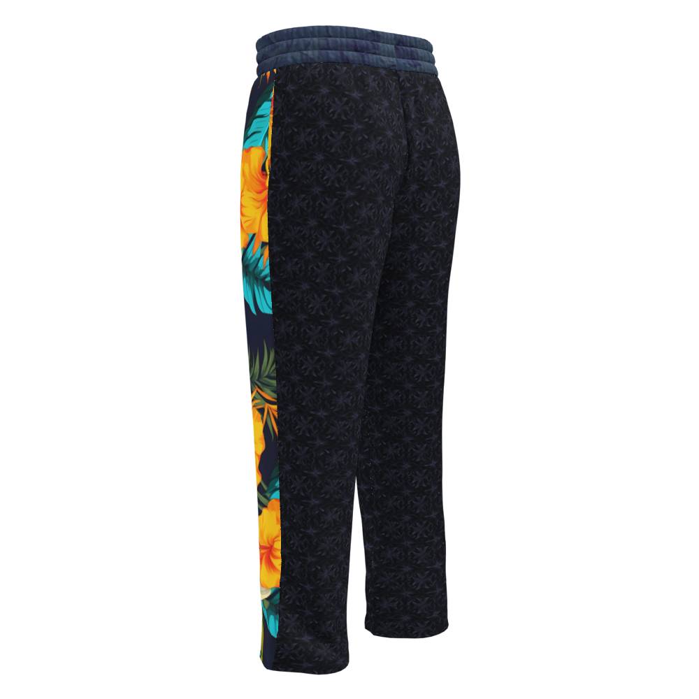 VIBRANT REBEL Tropical floral streetwear Wide-leg joggers, vibrant all-over print, eye-catching design, standout fashion | Trendy design