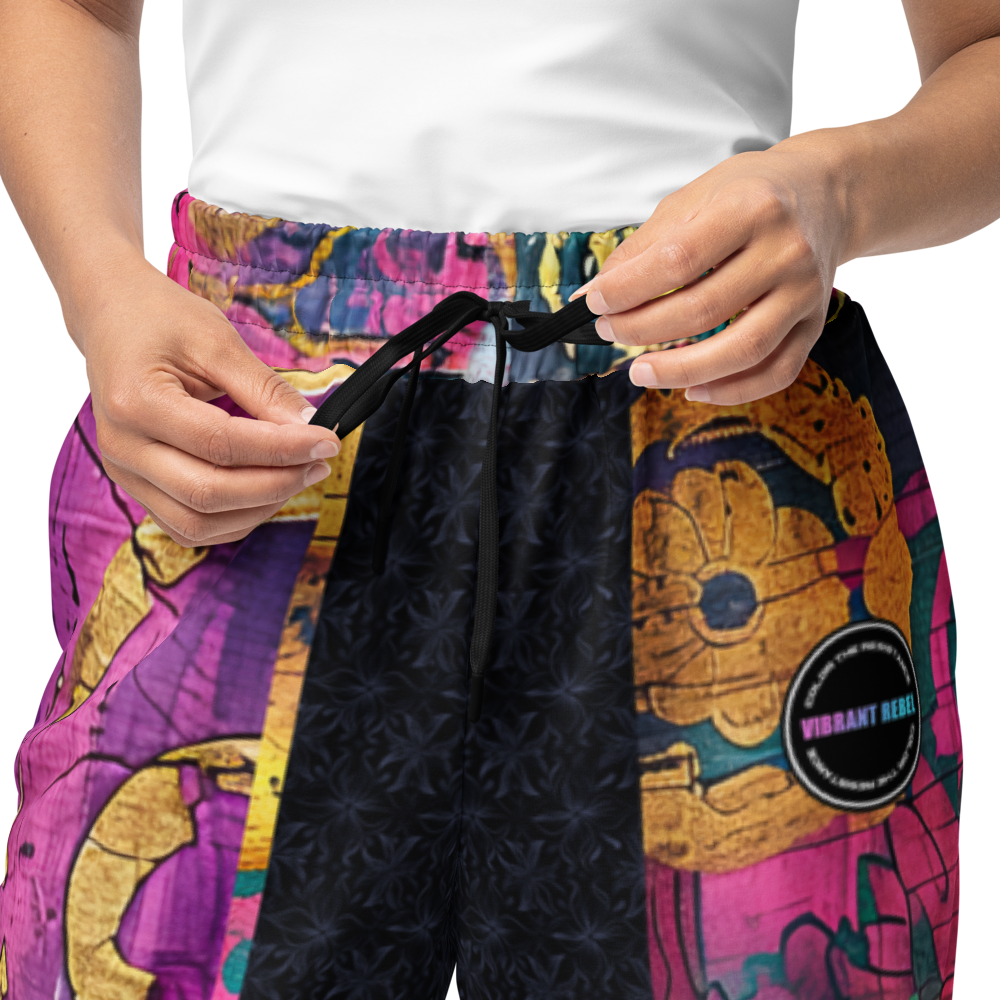 Vibrant abstract unisex Wide-leg joggers, colorful streetwear joggers, bold art joggers, graphic hoodie