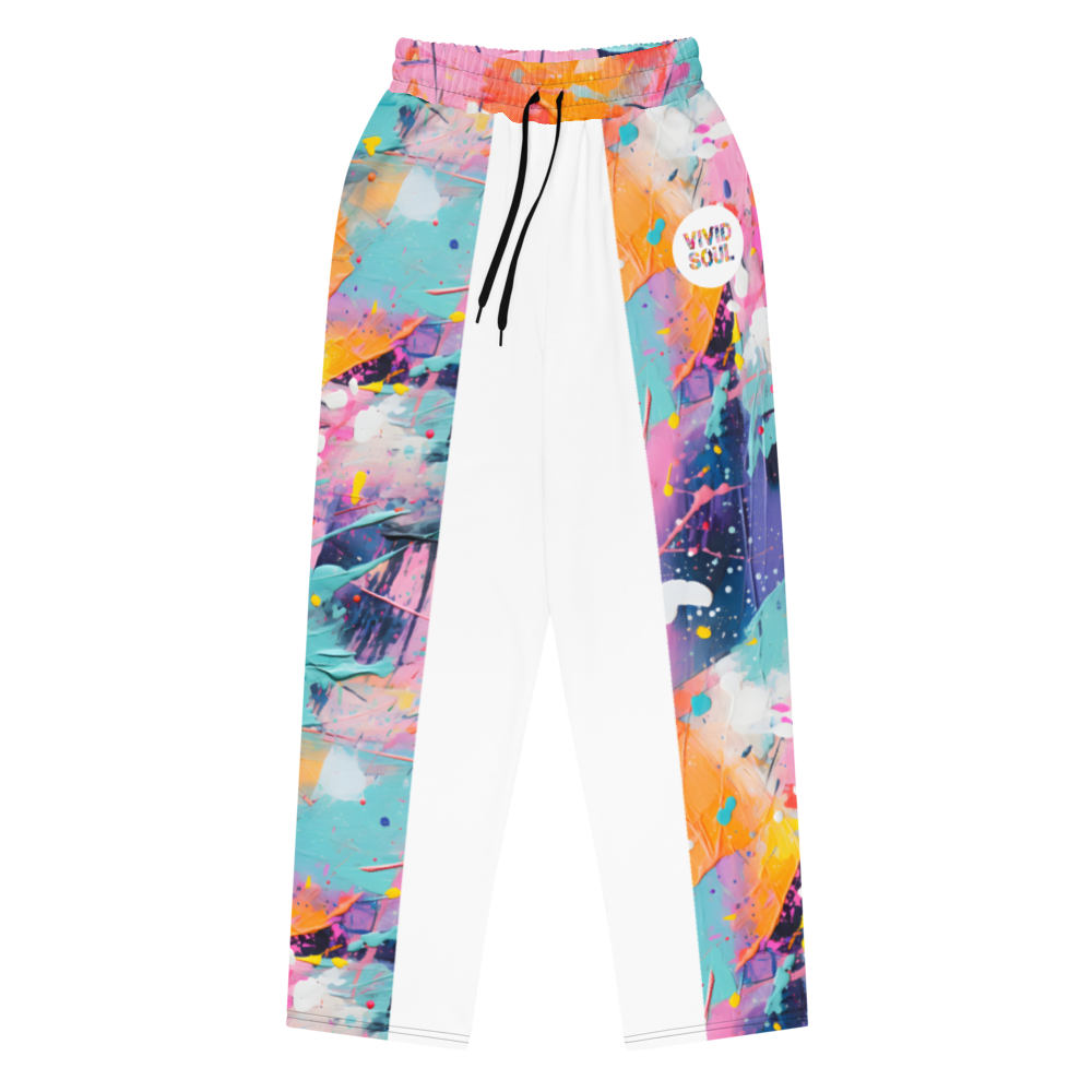 VIVID SOUL paint splatter wide-leg joggers - colorful streetwear for bold personalities | Vibrant Unisex Joggers