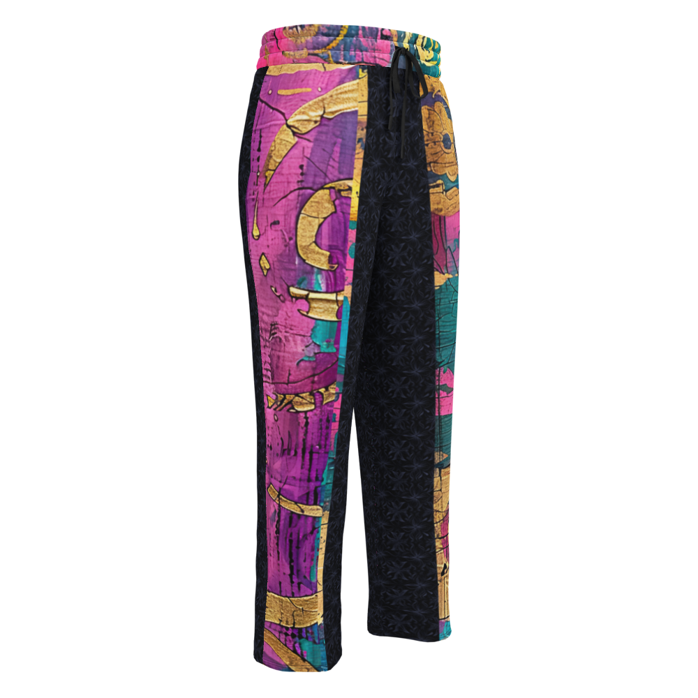 Vibrant abstract unisex Wide-leg joggers, colorful streetwear joggers, bold art joggers, graphic hoodie