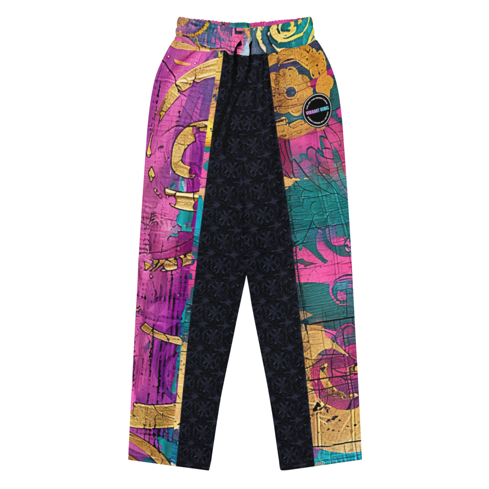 Vibrant abstract unisex Wide-leg joggers, colorful streetwear joggers, bold art joggers, graphic hoodie