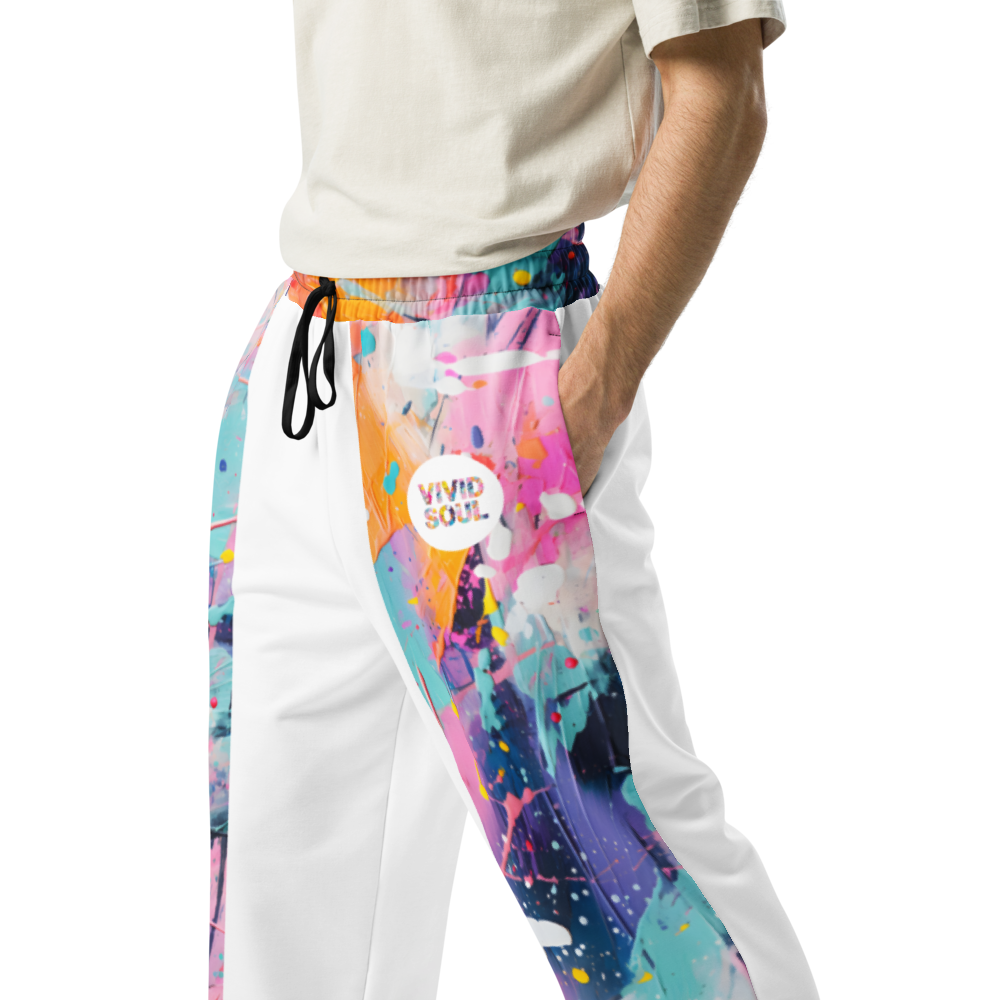 VIVID SOUL paint splatter wide-leg joggers - colorful streetwear for bold personalities | Vibrant Unisex Joggers