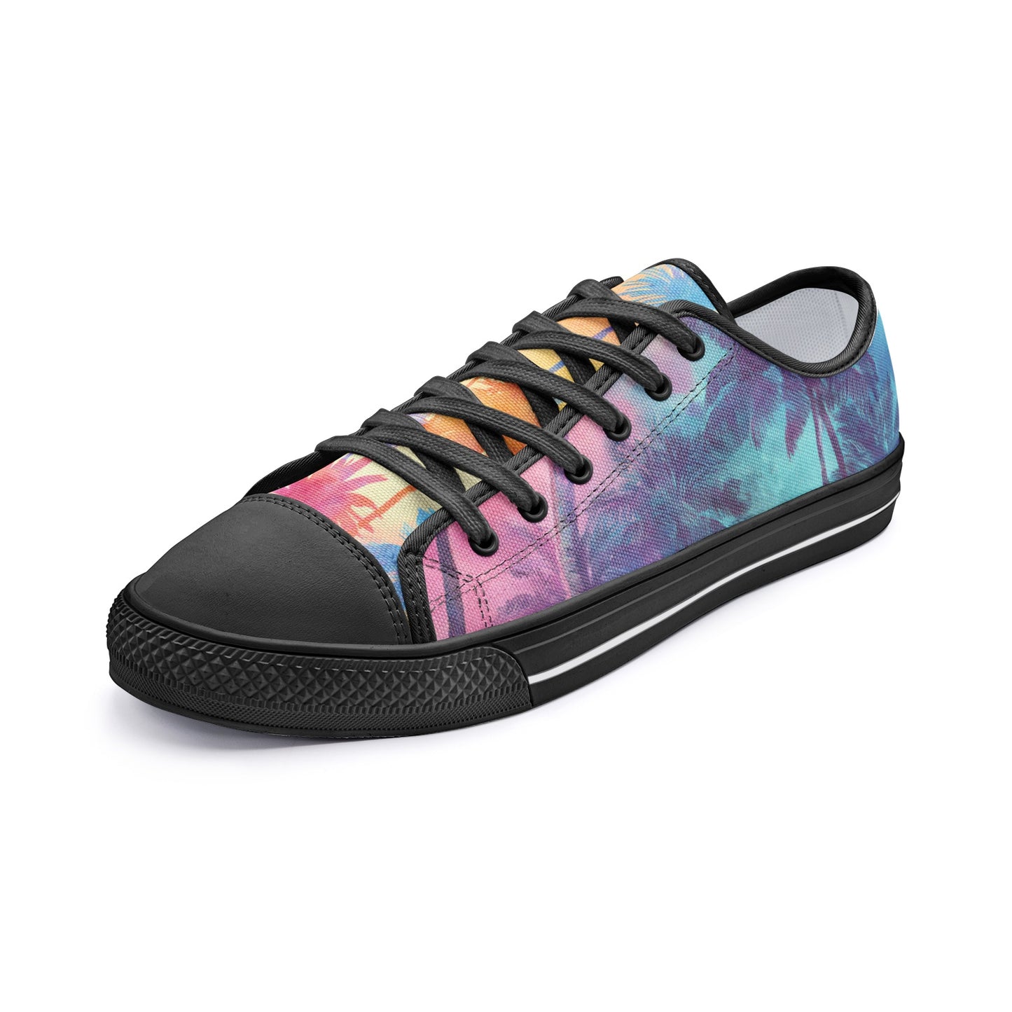 ENVERA Unisex Low Top Canvas Shoes “West Coast Glow” | Tropical Gradient Sneakers