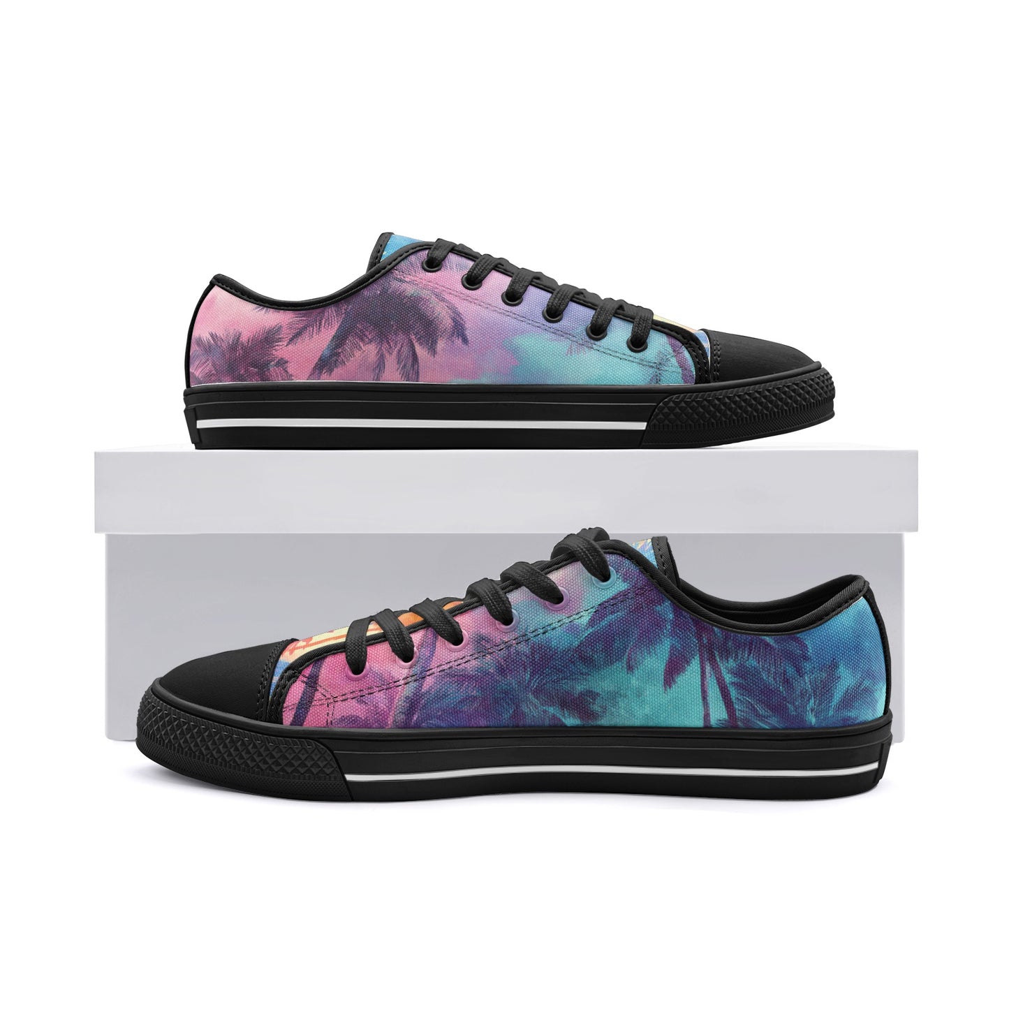 ENVERA Unisex Low Top Canvas Shoes “West Coast Glow” | Tropical Gradient Sneakers