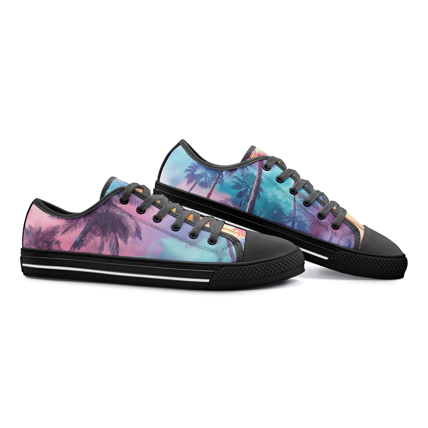 ENVERA Unisex Low Top Canvas Shoes “West Coast Glow” | Tropical Gradient Sneakers
