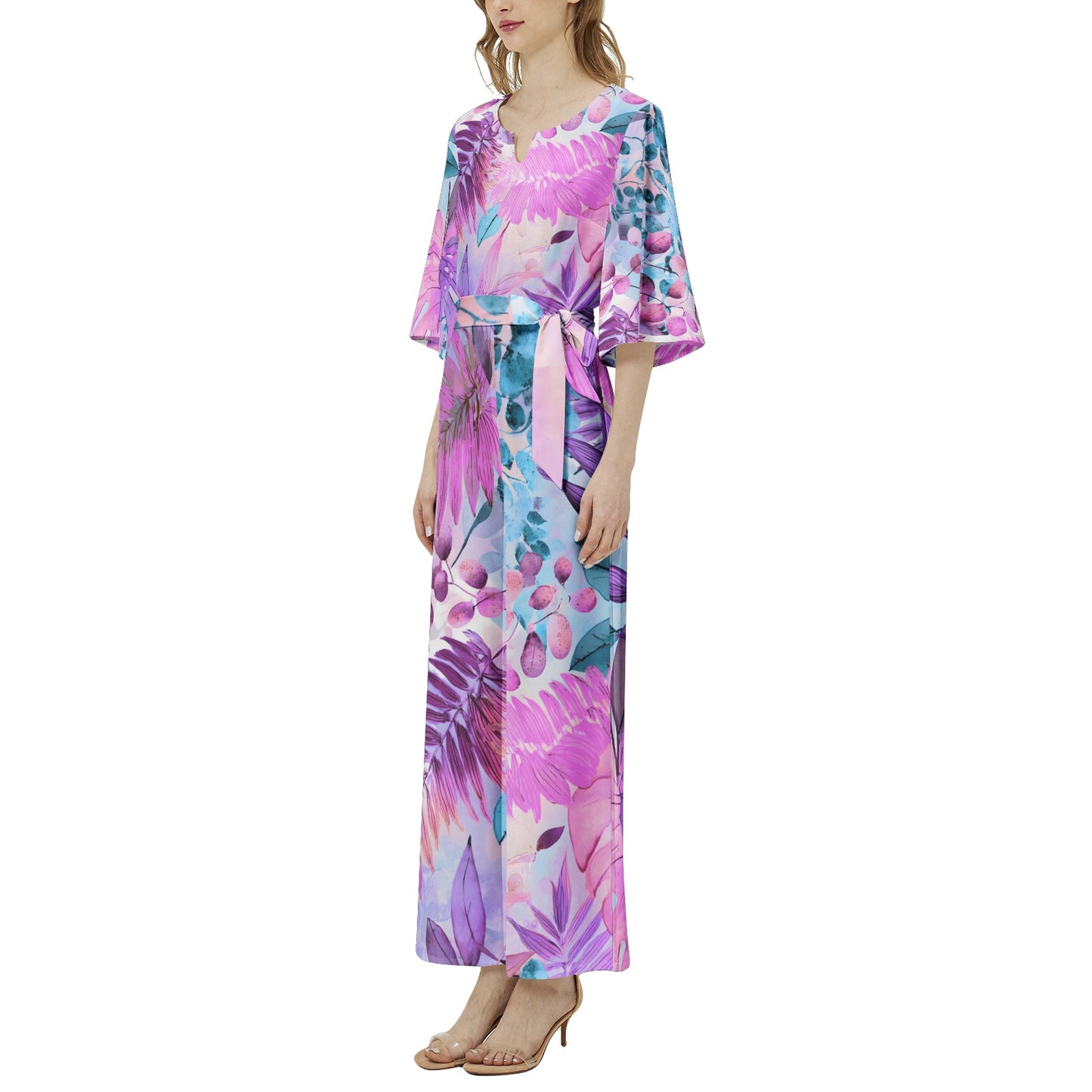 Vibrant Tropical Chic Jumpsuit – Bold Color Block & Botanical Print | Wide Leg, Relaxed Fit | Retro-Inspired Summer Style