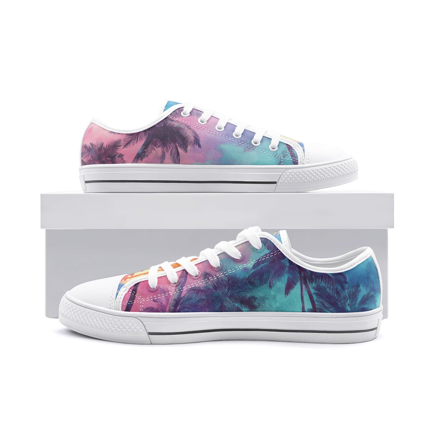ENVERA Unisex Low Top Canvas Shoes “West Coast Glow” | Tropical Gradient Sneakers