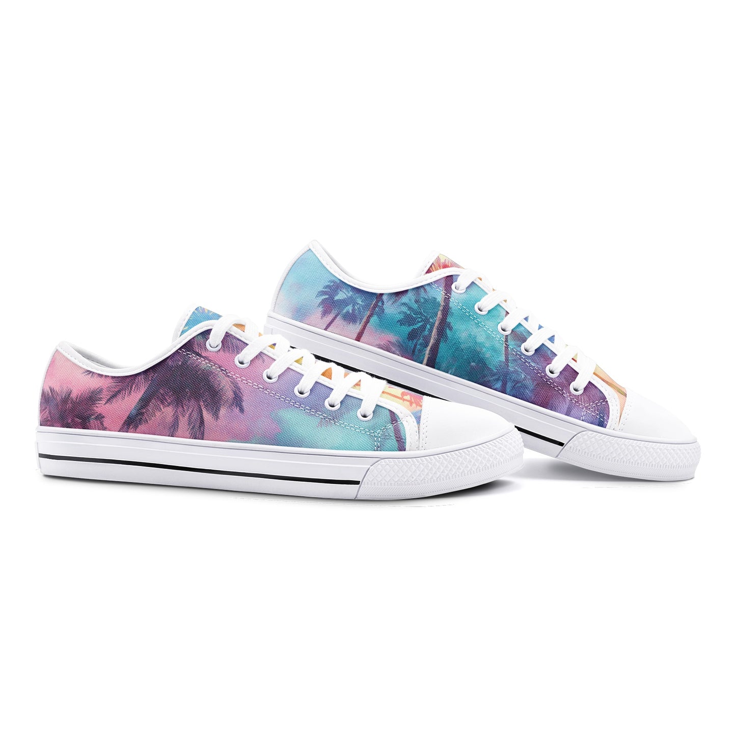 ENVERA Unisex Low Top Canvas Shoes “West Coast Glow” | Tropical Gradient Sneakers