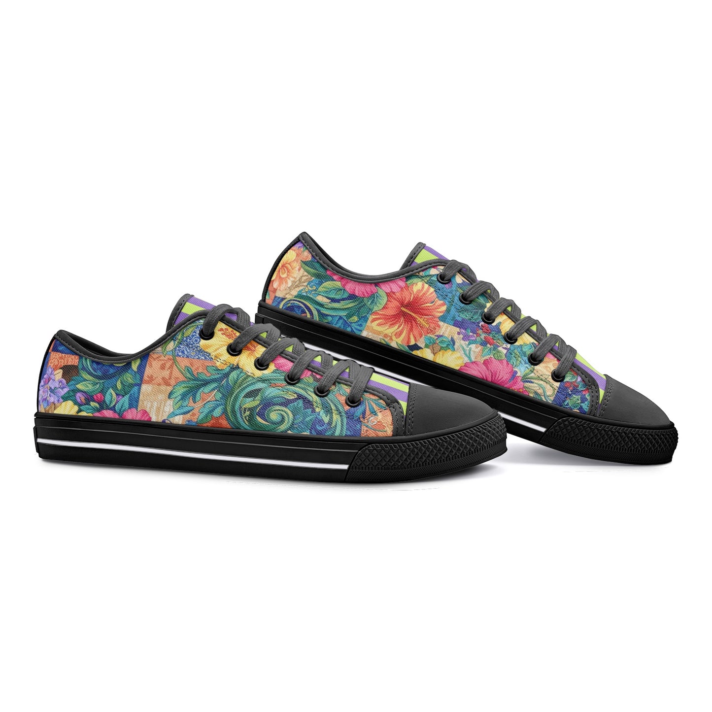 ENVERA Unisex Low Top Canvas Shoes "St. Tropez" | Colorful Floral Sneakers | Vibrant Floral Canvas Shoes | Vivid Designer Shoes