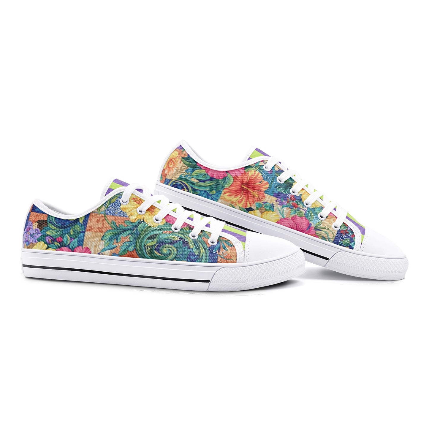 ENVERA Unisex Low Top Canvas Shoes "St. Tropez" | Colorful Floral Sneakers | Vibrant Floral Canvas Shoes | Vivid Designer Shoes