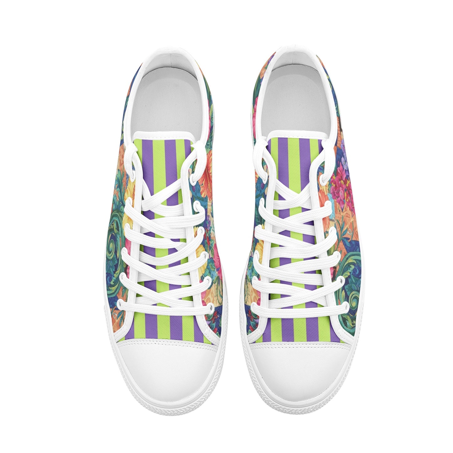 ENVERA Unisex Low Top Canvas Shoes "St. Tropez" | Colorful Floral Sneakers | Vibrant Floral Canvas Shoes | Vivid Designer Shoes