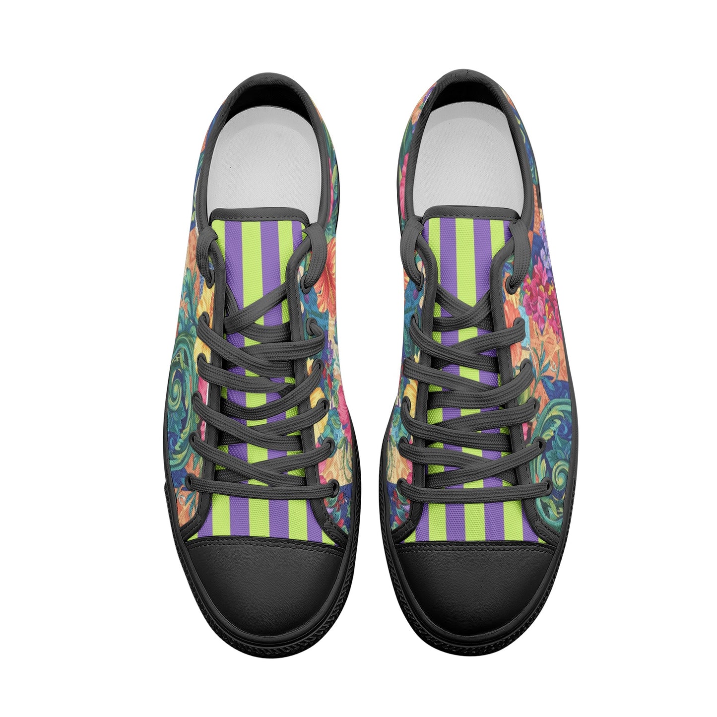 ENVERA Unisex Low Top Canvas Shoes "St. Tropez" | Colorful Floral Sneakers | Vibrant Floral Canvas Shoes | Vivid Designer Shoes