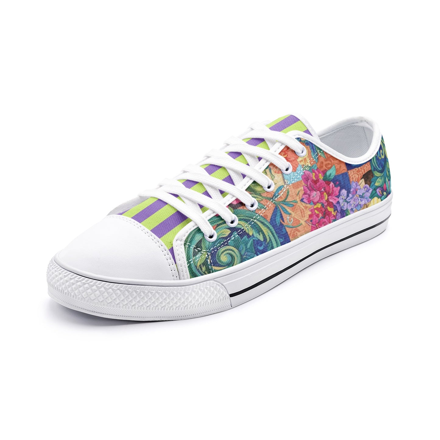 ENVERA Unisex Low Top Canvas Shoes "St. Tropez" | Colorful Floral Sneakers | Vibrant Floral Canvas Shoes | Vivid Designer Shoes