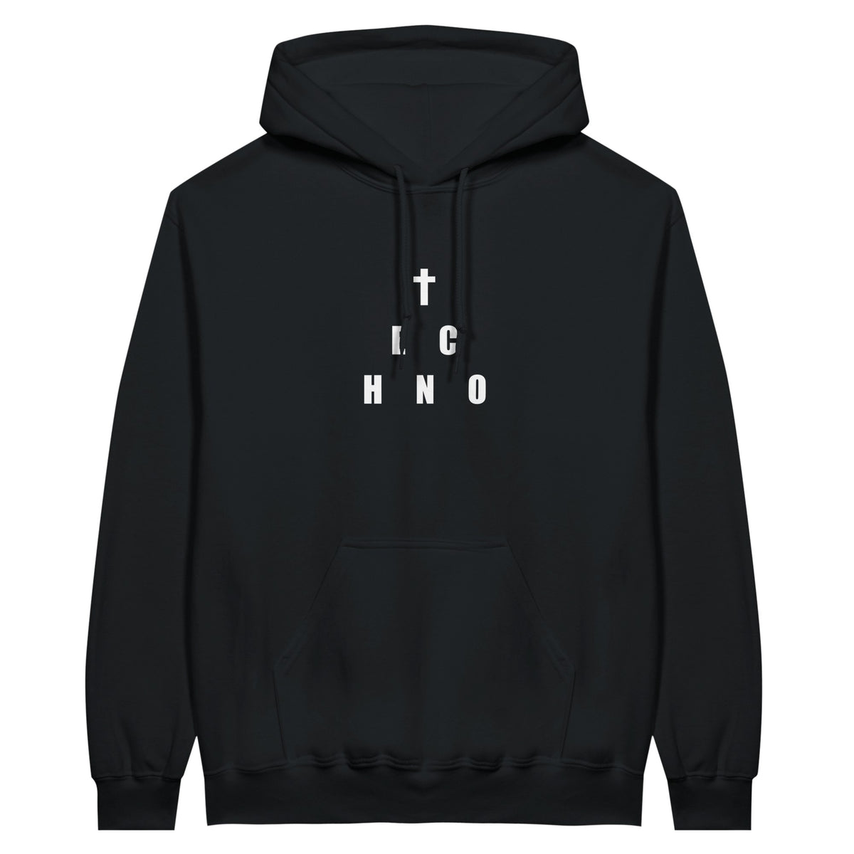 Heavenly Techno Angels unisex streetwear hoodie featuring cloud DJ girls graphic with techno rave theme and “we are spinning techno up here” design
