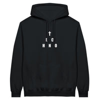 Heavenly Techno Angels unisex streetwear hoodie featuring cloud DJ girls graphic with techno rave theme and “we are spinning techno up here” design
