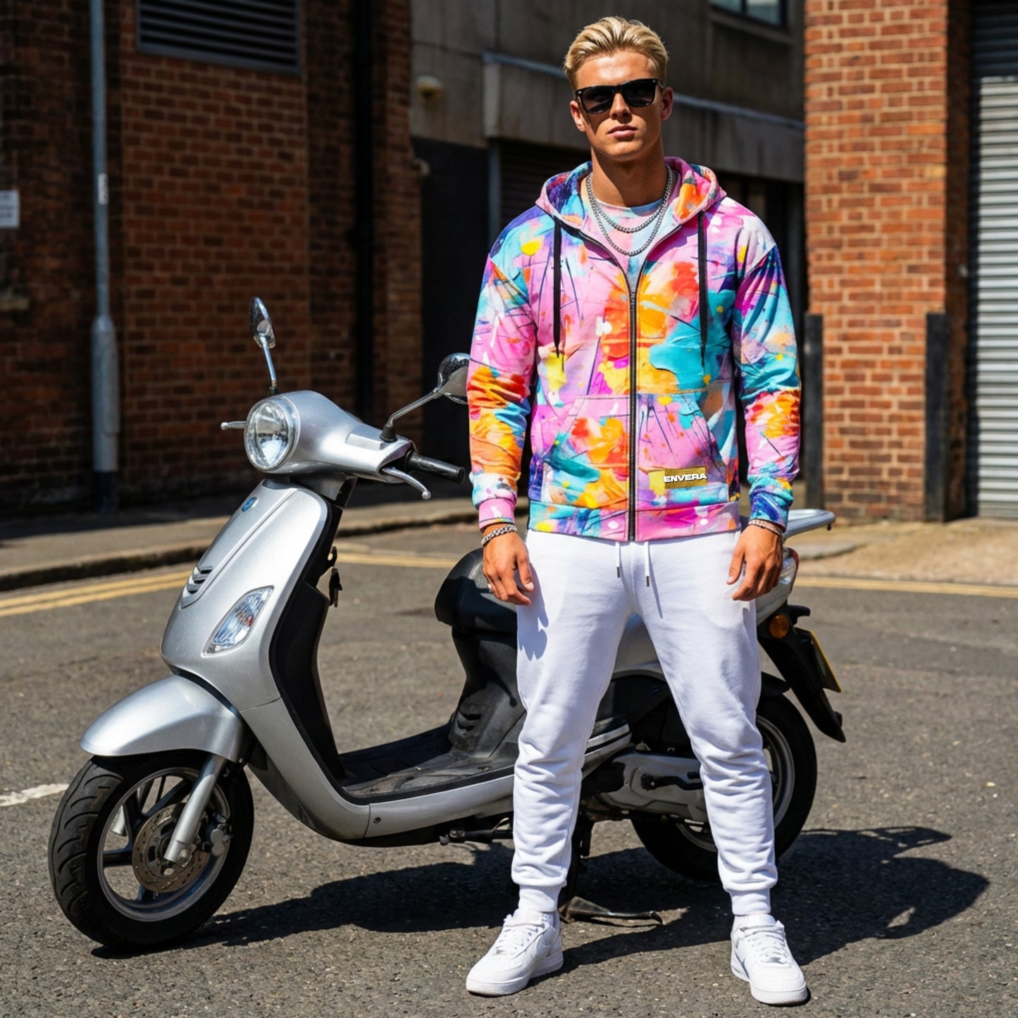 VIVID SOUL paint splatter hoodie with zipper and back print - colorful streetwear for bold personalities | Vibrant Unisex Hoodie
