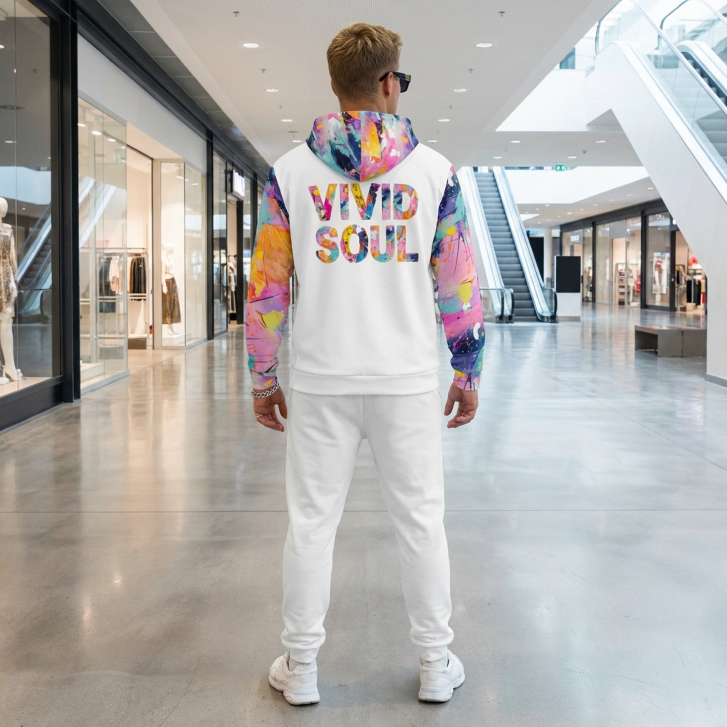 VIVID SOUL paint splatter hoodie with zipper and back print - colorful streetwear for bold personalities | Vibrant Unisex Hoodie