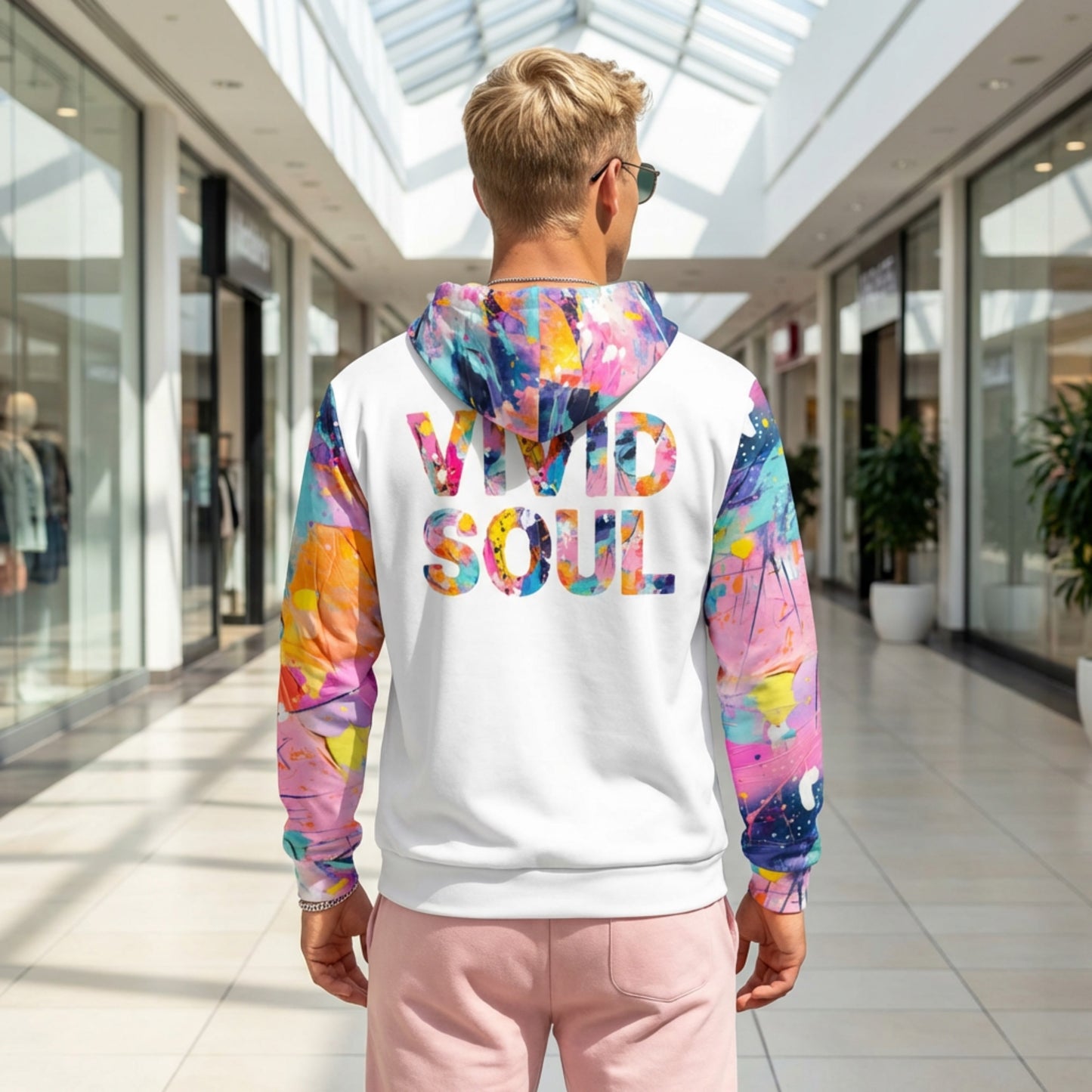 VIVID SOUL paint splatter hoodie with zipper and back print - colorful streetwear for bold personalities | Vibrant Unisex Hoodie