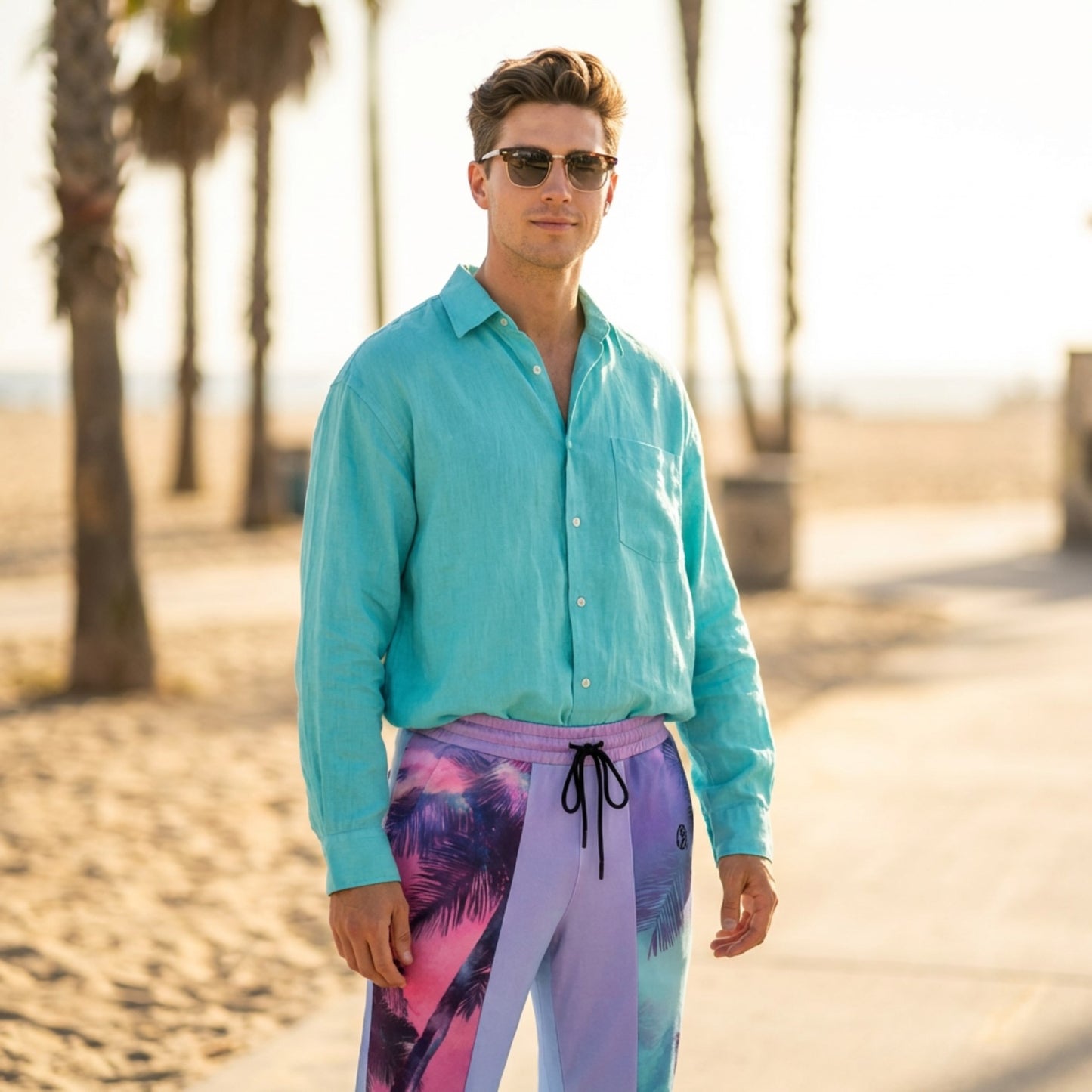 California Love Wide-leg joggers | Streetwear Unisex Wide-leg joggers | Vaporwave Aesthetic