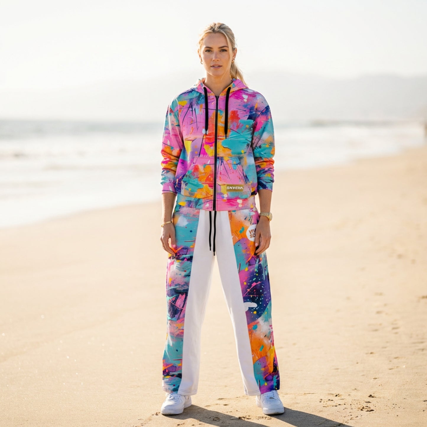 VIVID SOUL paint splatter wide-leg joggers - colorful streetwear for bold personalities | Vibrant Unisex Joggers