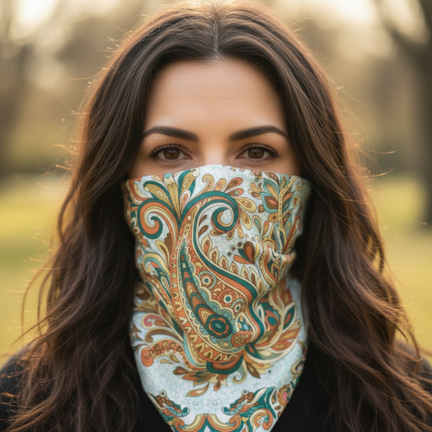 Elegant and versatile bandana with paisley pattern | soft fabric, eco-friendly, perfect for boho, vintage, or casual styles.