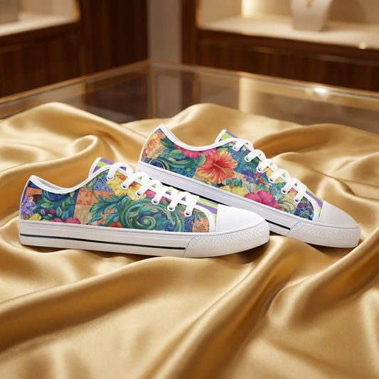 ENVERA Unisex Low Top Canvas Shoes "St. Tropez" | Colorful Floral Sneakers | Vibrant Floral Canvas Shoes | Vivid Designer Shoes