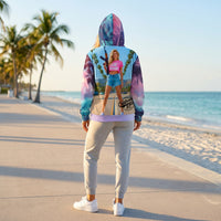 California Love unisex hoodie with vibrant palm tree artwork and colorful all-over tropical print