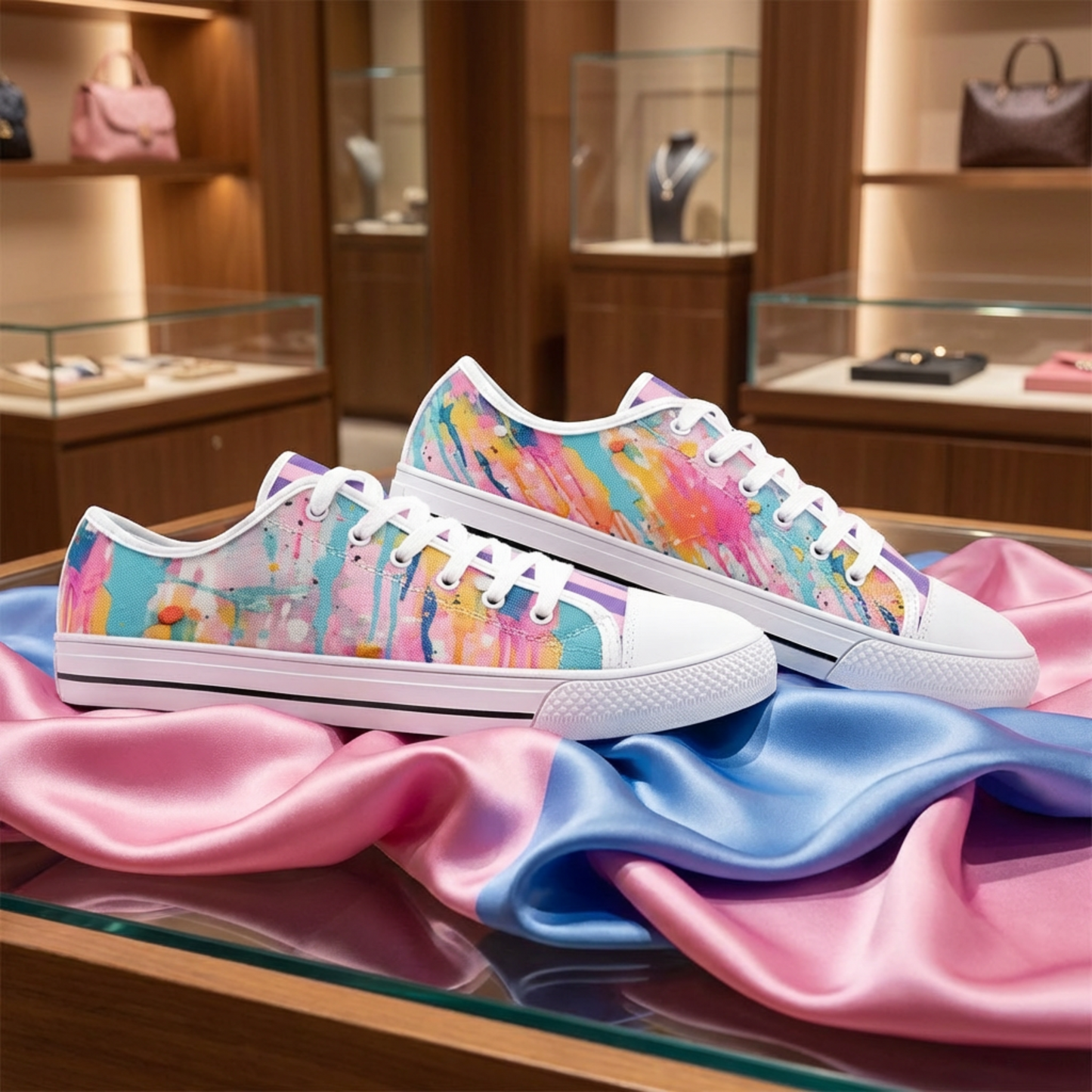ENVERA Unisex Low Top Canvas Shoes "Art District" | Color Splash Sneakers | Modern Canvas Shoes | Vivid Designer Shoes