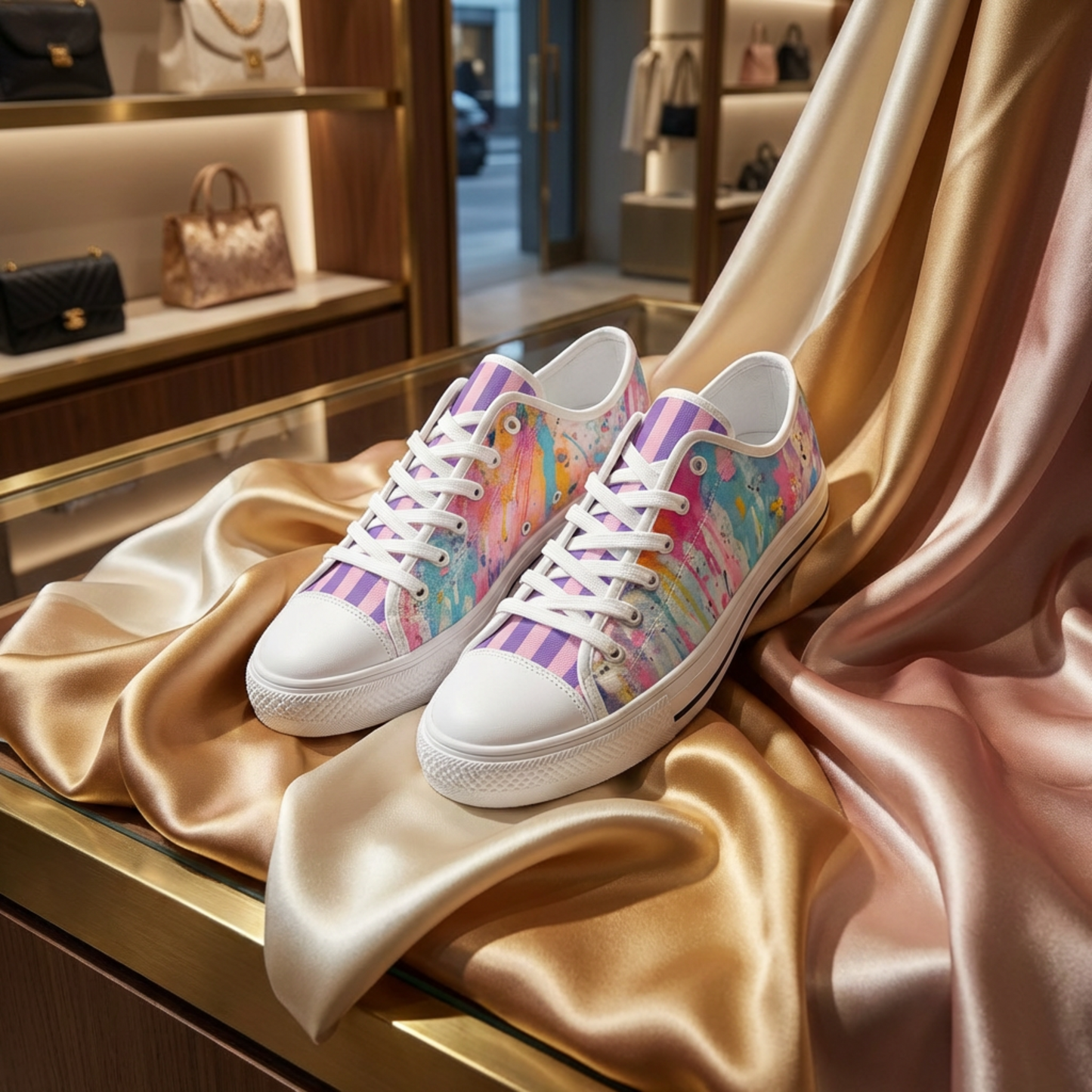 ENVERA Unisex Low Top Canvas Shoes "Art District" | Color Splash Sneakers | Modern Canvas Shoes | Vivid Designer Shoes