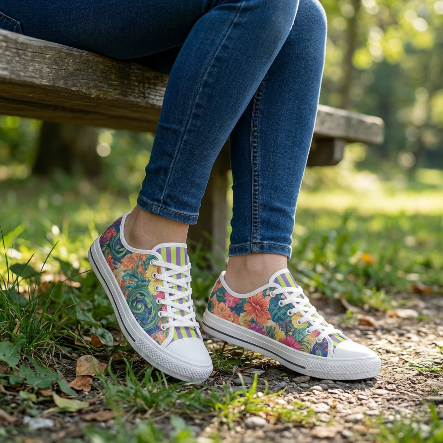 ENVERA Unisex Low Top Canvas Shoes "St. Tropez" | Colorful Floral Sneakers | Vibrant Floral Canvas Shoes | Vivid Designer Shoes