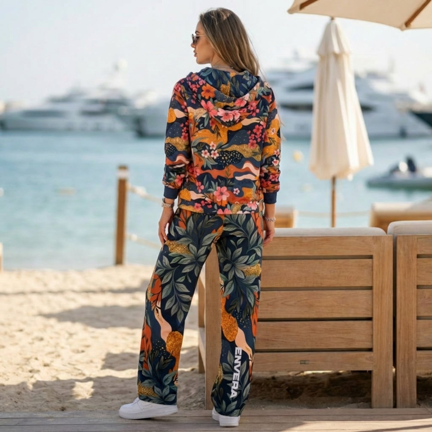 VIBRANT REBEL Floral camouflage unisex Wide-leg joggers, bold streetwear joggers, colorful camo design