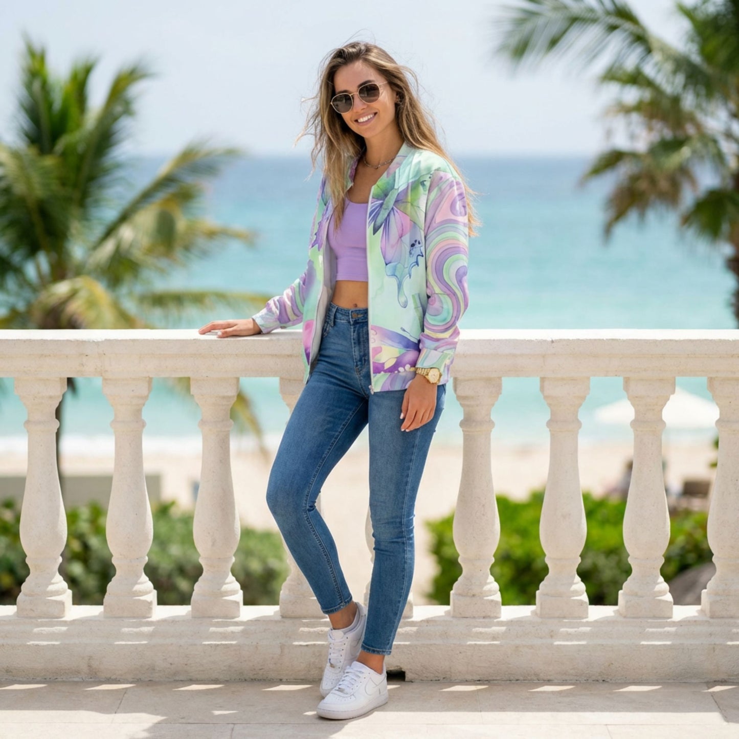 PSYFORM Unisex Bomber Jacket | Surreal Psychedelic All-Over Print | Streetwear Unisex Bomber Jacket