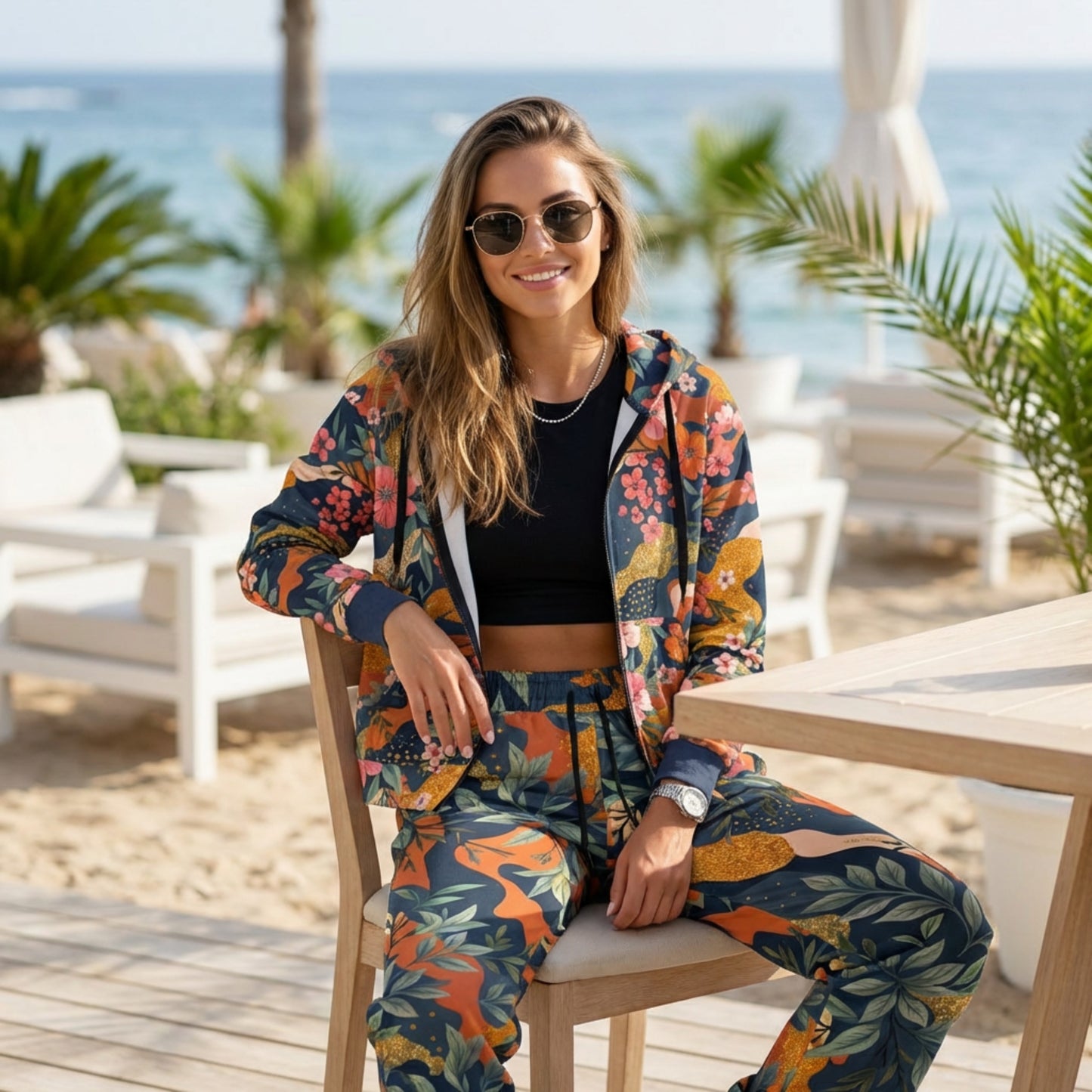VIBRANT REBEL Floral camouflage unisex Wide-leg joggers, bold streetwear joggers, colorful camo design