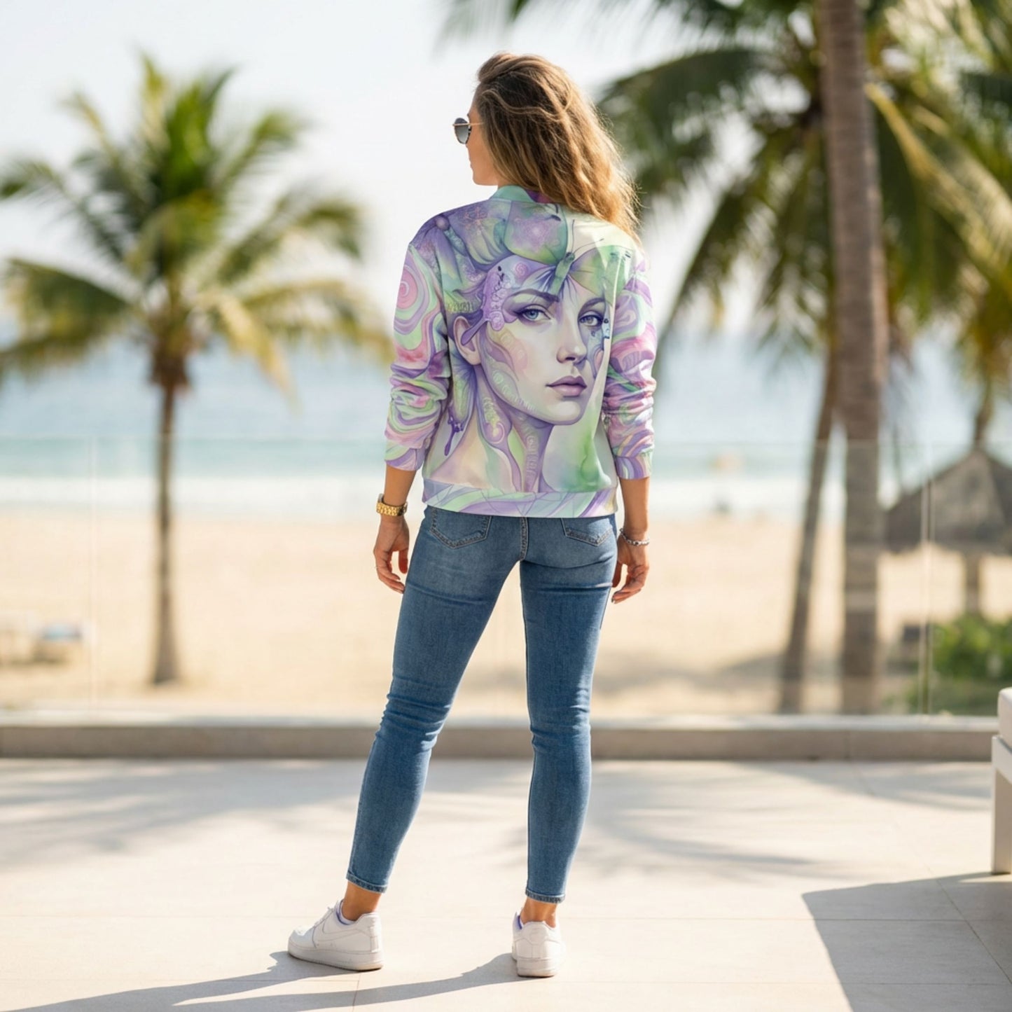 PSYFORM Unisex Bomber Jacket | Surreal Psychedelic All-Over Print | Streetwear Unisex Bomber Jacket