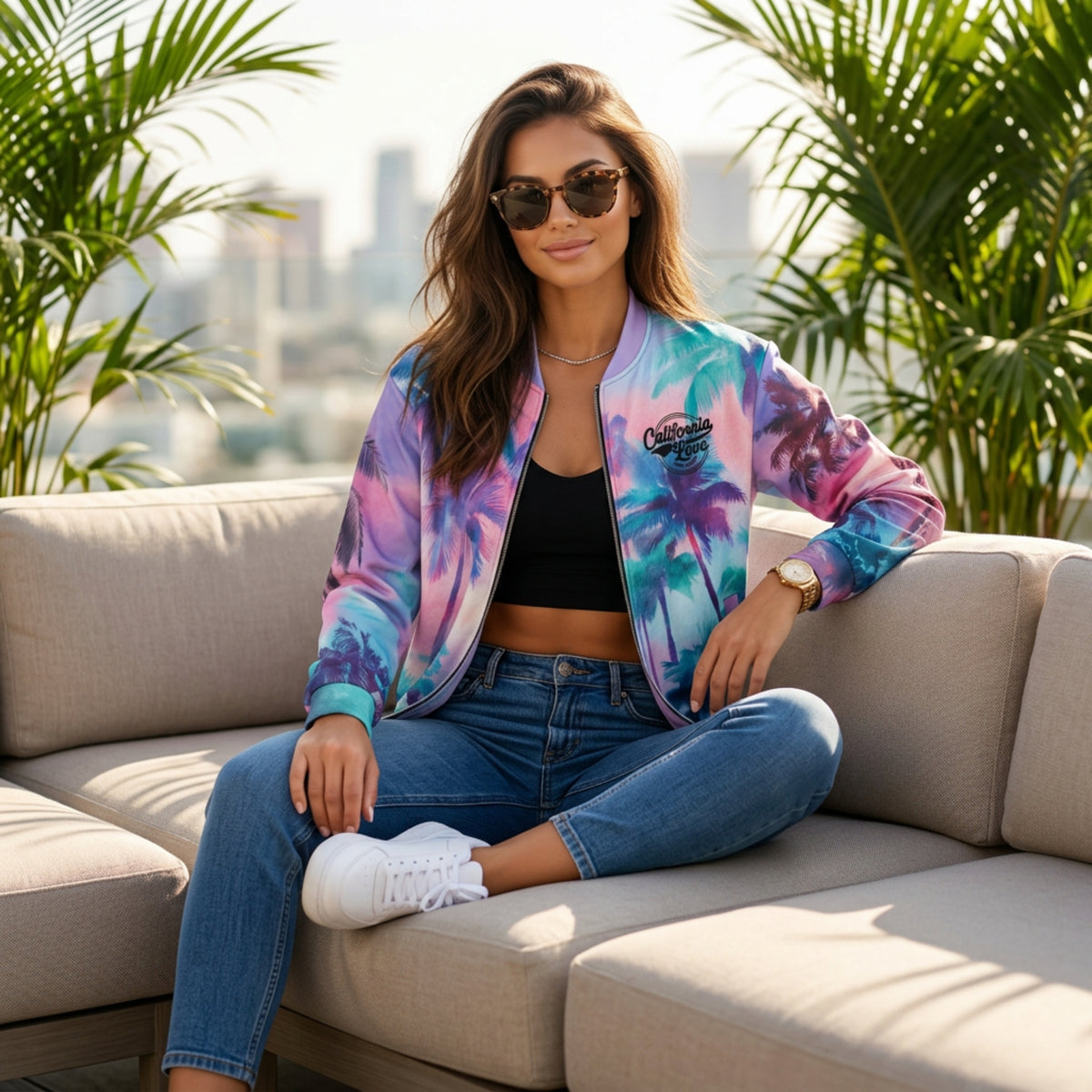 Colorful All-Over Print Streetwear Jacket
