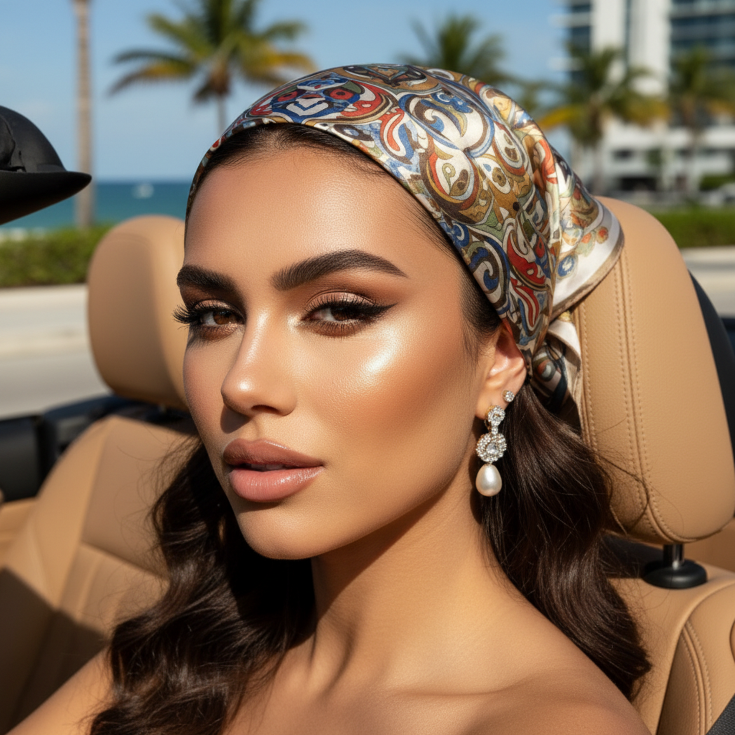 Elegant and versatile bandana with ornamental mandala pattern | soft fabric, eco-friendly, perfect for boho, vintage, or casual styles.
