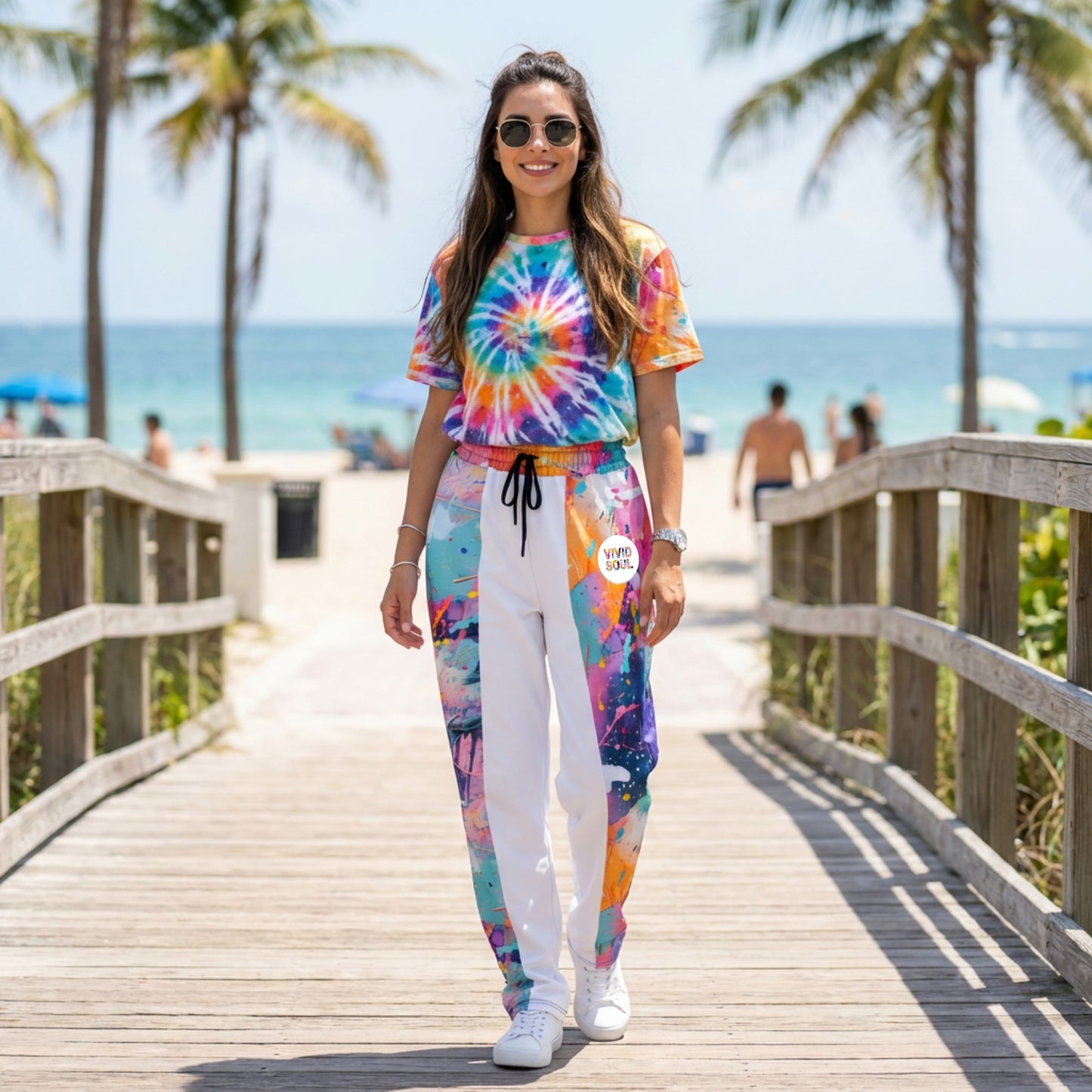 VIVID SOUL paint splatter wide-leg joggers - colorful streetwear for bold personalities | Vibrant Unisex Joggers