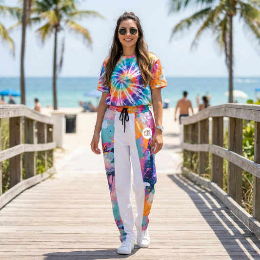 VIVID SOUL paint splatter wide-leg joggers - colorful streetwear for bold personalities | Vibrant Unisex Joggers